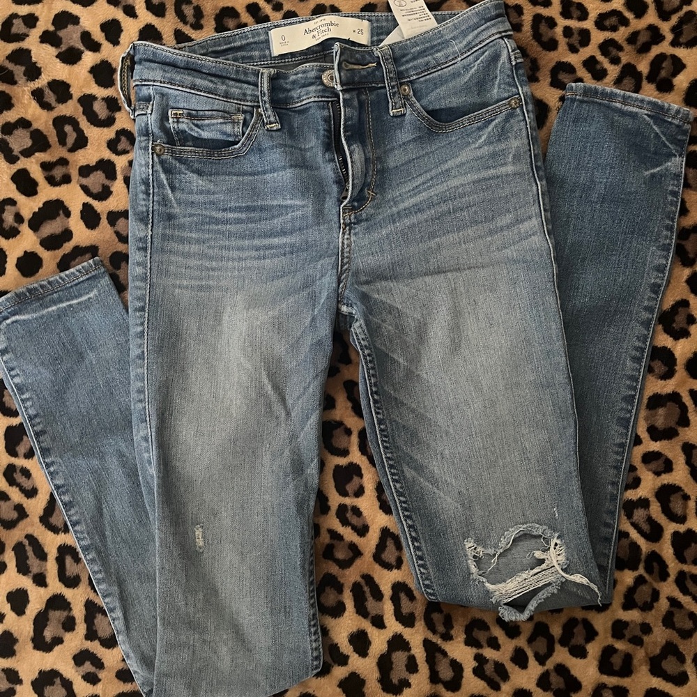 Abercrombie & Fitch Blue Skinny Jeans Distressed Style